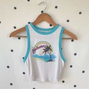 BAHAMAS Cropped Tank With Spray Paint Styled Graphic